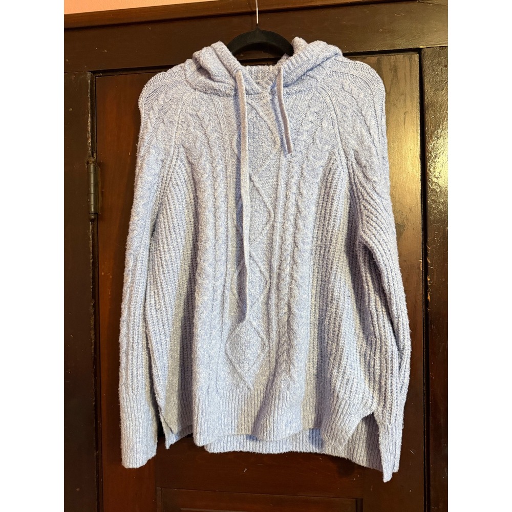 Abercrombie & Fitch Lounge Collection Cable‎ Knit Hoodie Periwinkle Blue Medium